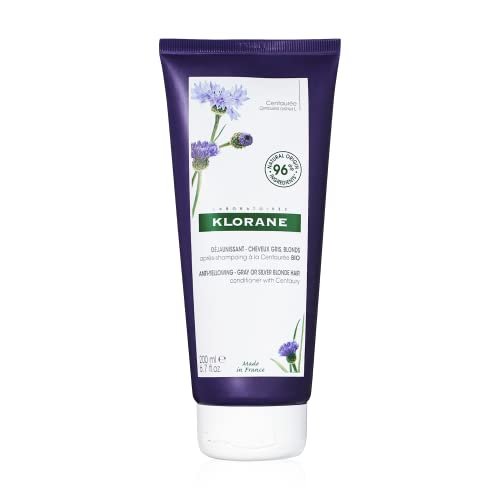 Klorane Plant-Based Purple Conditioner with Centaury - Brightens Blonde, Gray & White Hair - Neutralizes Yellow & Copper Tones - Paraben, Silicone & Sulfate Free - 6.7 fl oz Avelisse