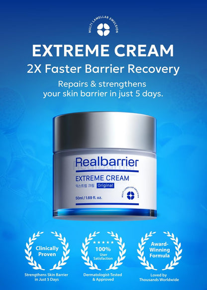 Real Barrier Extreme Cream – Hydrating Korean Moisturizer with Hyaluronic Acid & Ceramides for Sensitive Skin, 1.69 fl oz