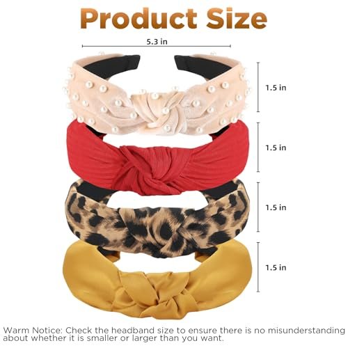Funtopia 10-Piece Knotted Pearl Wide Headbands Set – Velvet, Leopard Print & Turban Styles for Women & Girls Avelisse