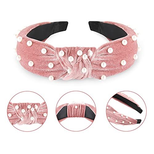 Funtopia 10-Piece Knotted Pearl Wide Headbands Set – Velvet, Leopard Print & Turban Styles for Women & Girls Avelisse
