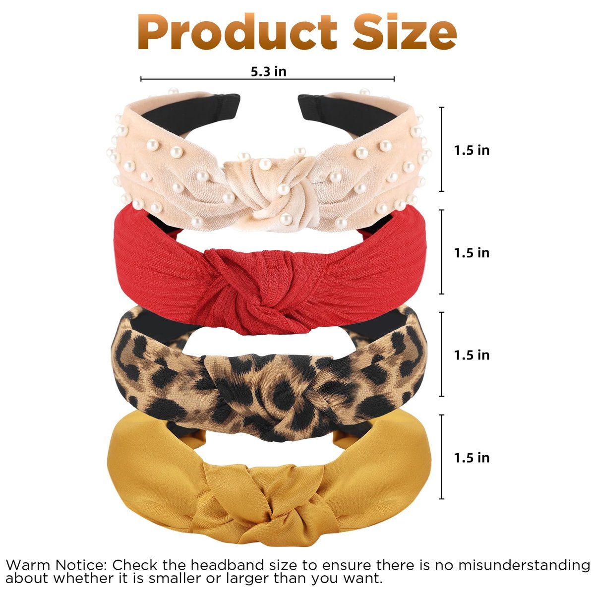 Funtopia 10-Piece Knotted Pearl Wide Headbands Set – Velvet, Leopard Print & Turban Styles for Women & Girls Avelisse