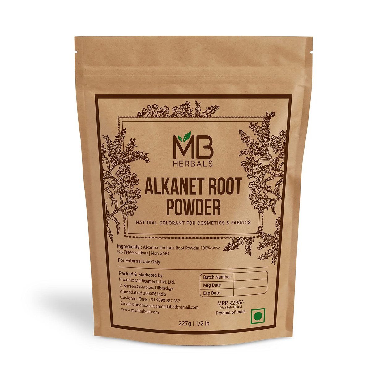 MB Herbals Alkanet Root Powder 8 oz (227 g) - Natural Ratanjot Coloring Agent for Cosmetics, Fabrics & Hair Growth Avelisse
