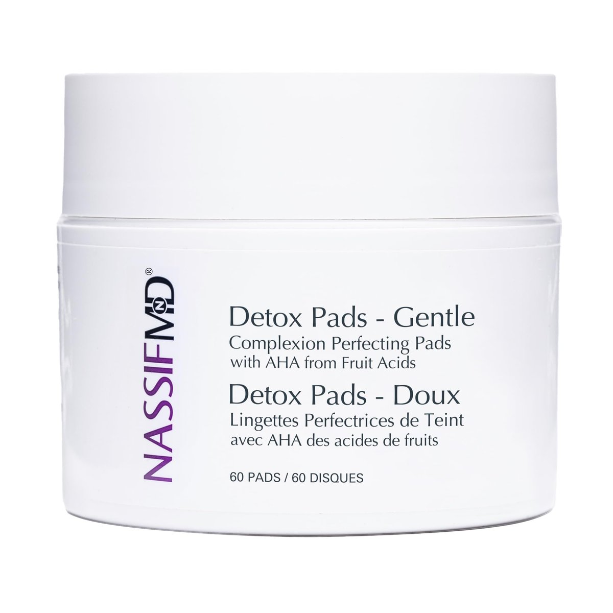 NassifMD Gentle Detox Pads – Surgeon-Created Fruit Acid Complex for Sensitive Skin, Brightens, Exfoliates & Reduces Wrinkles, 60 Count Avelisse
