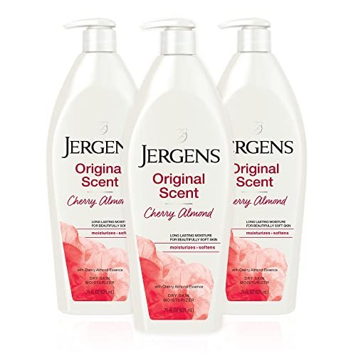 Jergens Original Scent Dry Skin Body Lotion, Cherry Almond Essence, 21 oz (Pack of 3) Avelisse
