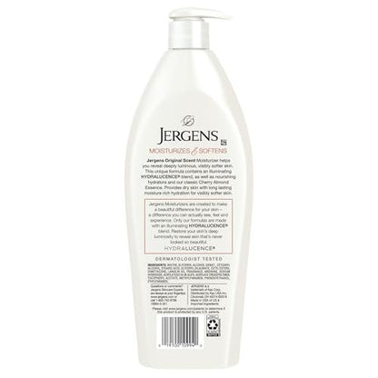 Jergens Original Scent Dry Skin Body Lotion, Cherry Almond Essence, 21 oz (Pack of 3) Avelisse