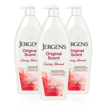 Jergens Original Scent Dry Skin Body Lotion, Cherry Almond Essence, 21 oz (Pack of 3) Avelisse