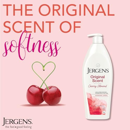Jergens Original Scent Dry Skin Body Lotion, Cherry Almond Essence, 21 oz (Pack of 3) Avelisse