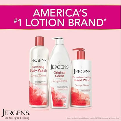 Jergens Original Scent Dry Skin Body Lotion, Cherry Almond Essence, 21 oz (Pack of 3) Avelisse