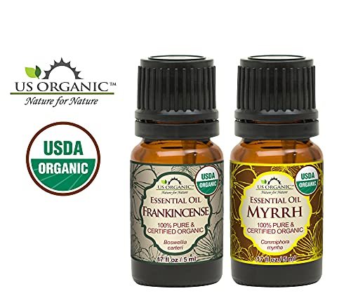 US Organic 100% Pure Myrrh & Frankincense Essential Oil Combo Pack - USDA Certified Organic, Direct from Horn of Africa, 5 ml Each Avelisse