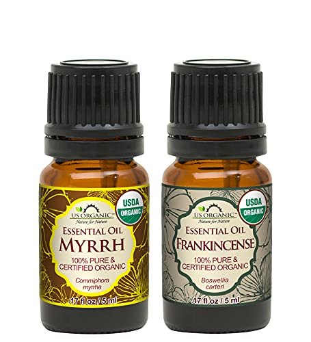 US Organic 100% Pure Myrrh & Frankincense Essential Oil Combo Pack - USDA Certified Organic, Direct from Horn of Africa, 5 ml Each Avelisse