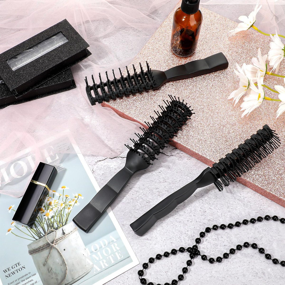 Patelai 3-Piece Vent Hair Brush Set for Women & Men – Black Anti-Static Styling Brushes for Wet, Short, Curly, Straight Hair – Fast Blow Drying - görsel 15