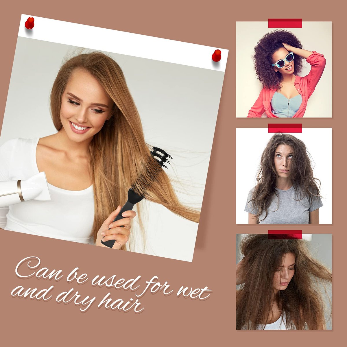 Patelai 3-Piece Vent Hair Brush Set for Women & Men – Black Anti-Static Styling Brushes for Wet, Short, Curly, Straight Hair – Fast Blow Drying - görsel 9