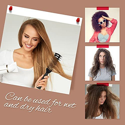 Patelai 3-Piece Vent Hair Brush Set for Women & Men – Black Anti-Static Styling Brushes for Wet, Short, Curly, Straight Hair – Fast Blow Drying