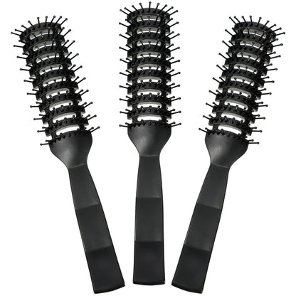 Patelai 3-Piece Vent Hair Brush Set for Women & Men – Black Anti-Static Styling Brushes for Wet, Short, Curly, Straight Hair – Fast Blow Drying