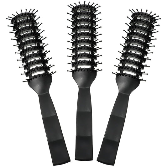 Patelai 3-Piece Vent Hair Brush Set for Women & Men – Black Anti-Static Styling Brushes for Wet, Short, Curly, Straight Hair – Fast Blow Drying