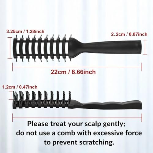 Patelai 3-Piece Vent Hair Brush Set for Women & Men – Black Anti-Static Styling Brushes for Wet, Short, Curly, Straight Hair – Fast Blow Drying - görsel 6