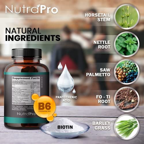NutraPro Hair Growth Vitamins for Men – Anti Hair Loss Pills with Biotin & Saw Palmetto, Regrow Hair & Beard, Thicker, Fuller Hair, 120 Capsules Avelisse