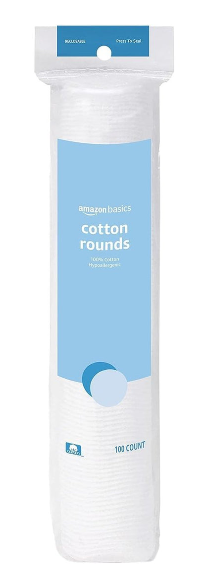 Hypoallergenic Cotton Rounds for Makeup Removal and Skincare, 100 Count
