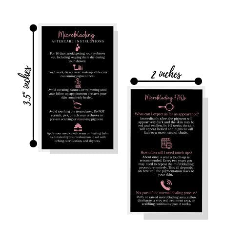 Boutique Marketing LLC Microblading Aftercare Cards – 50 Pack, 3.5 x 2 inches, Disposable FAQ & Care Instructions, Black & Rosey Pink Design - görsel 6