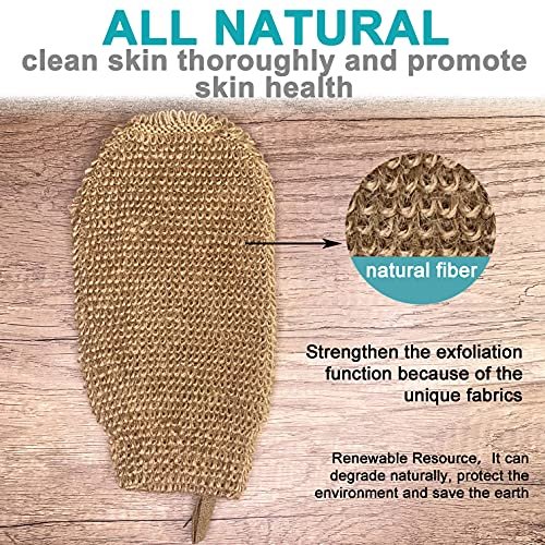 4 Pack 100% Natural Exfoliating Hemp Glove Mitts – Dead Skin Remover & Body Scrubber for Deep Cleansing - görsel 4