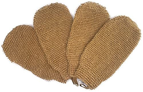 4 Pack 100% Natural Exfoliating Hemp Glove Mitts – Dead Skin Remover & Body Scrubber for Deep Cleansing - görsel 2
