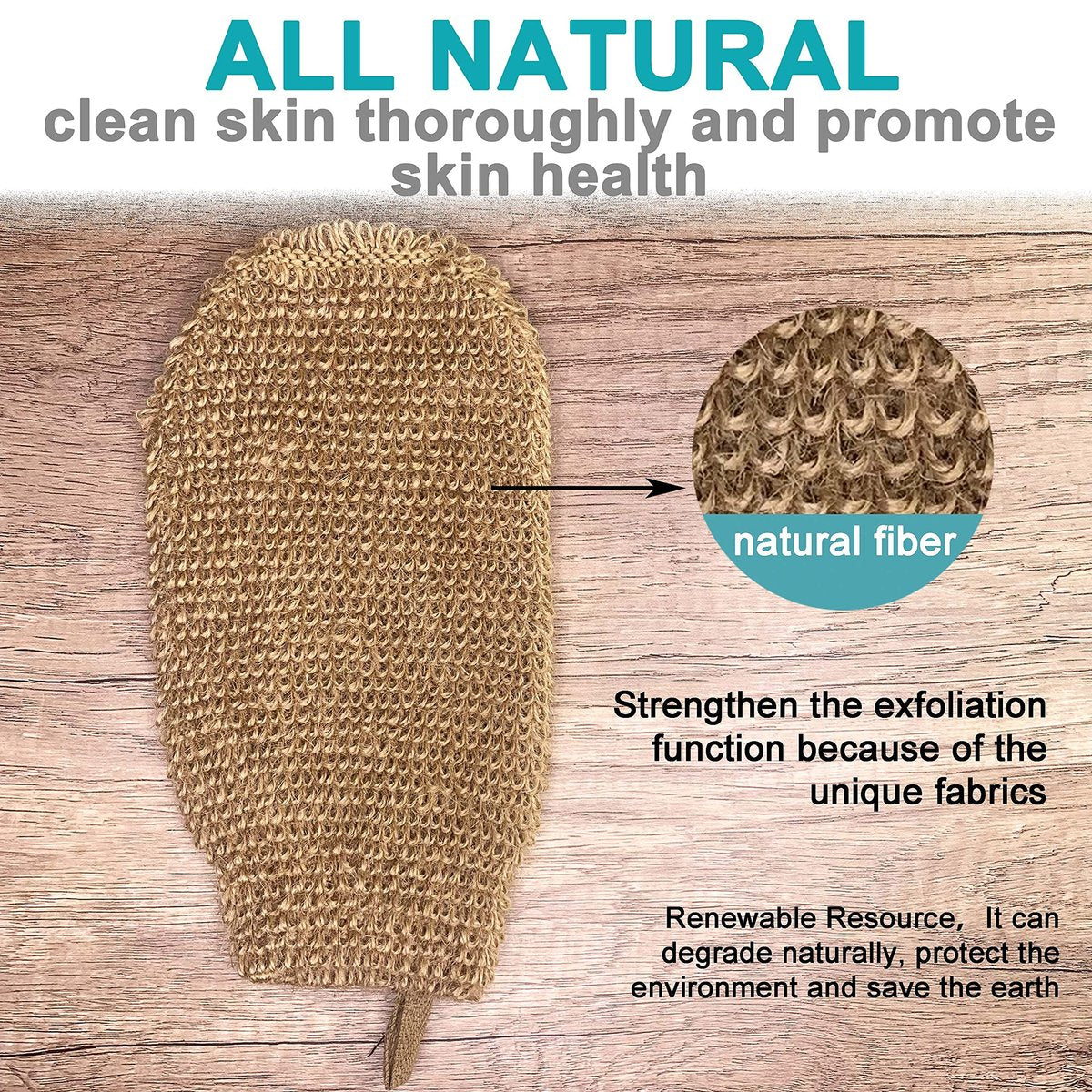 4 Pack 100% Natural Exfoliating Hemp Glove Mitts – Dead Skin Remover & Body Scrubber for Deep Cleansing - görsel 3