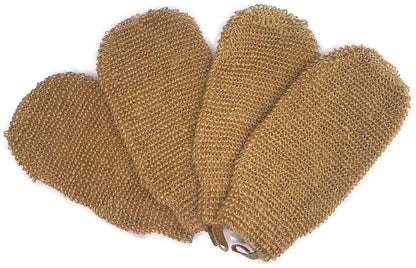 4 Pack 100% Natural Exfoliating Hemp Glove Mitts – Dead Skin Remover & Body Scrubber for Deep Cleansing