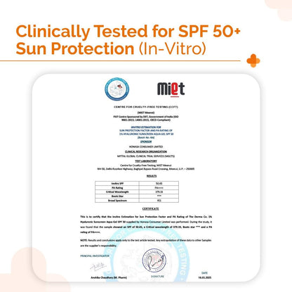 The Derma Co 1% Hyaluronic Sunscreen Aqua Gel SPF 50 PA++++ | Broad Spectrum Sunscreen with Blue Light Protection | Lightweight & Quick Absorbing | 1.76 Oz (50g) Avelisse
