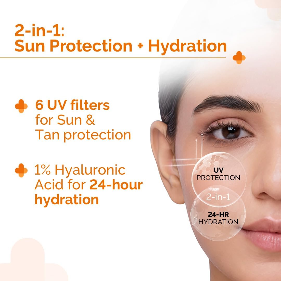 The Derma Co 1% Hyaluronic Sunscreen Aqua Gel SPF 50 PA++++ | Broad Spectrum Sunscreen with Blue Light Protection | Lightweight & Quick Absorbing | 1.76 Oz (50g) Avelisse