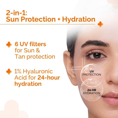 The Derma Co 1% Hyaluronic Sunscreen Aqua Gel SPF 50 PA++++ | Broad Spectrum Sunscreen with Blue Light Protection | Lightweight & Quick Absorbing | 1.76 Oz (50g) Avelisse