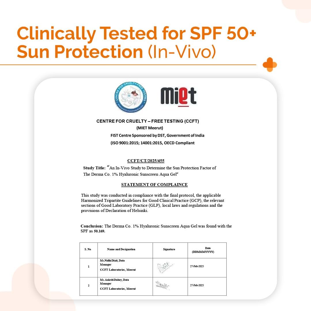The Derma Co 1% Hyaluronic Sunscreen Aqua Gel SPF 50 PA++++ | Broad Spectrum Sunscreen with Blue Light Protection | Lightweight & Quick Absorbing | 1.76 Oz (50g) Avelisse