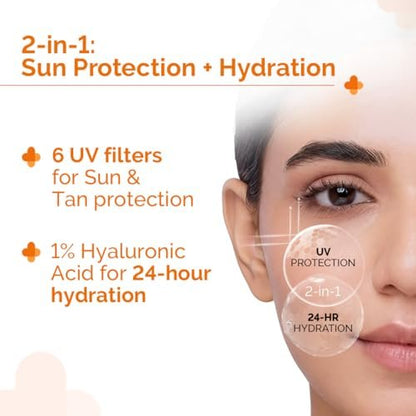 The Derma Co 1% Hyaluronic Sunscreen Aqua Gel SPF 50 PA++++ | Broad Spectrum Sunscreen with Blue Light Protection | Lightweight & Quick Absorbing | 1.76 Oz (50g) Avelisse