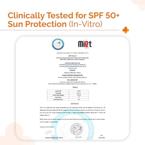 The Derma Co 1% Hyaluronic Sunscreen Aqua Gel SPF 50 PA++++ | Broad Spectrum Sunscreen with Blue Light Protection | Lightweight & Quick Absorbing | 1.76 Oz (50g) Avelisse