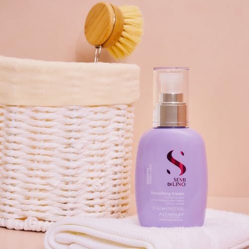 Alfaparf Milano Semi di Lino Smoothing Cream - Frizz Control, Heat & Humidity Protection, Straightening & Hydrating - 4.23 fl. oz. Avelisse
