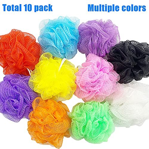 10 Pack Exfoliating Bath Loofah Sponges - Colorful Mesh Shower Poufs for Kids, Women, Men - Gentle Body Scrubbers (Random Colors) - görsel 8