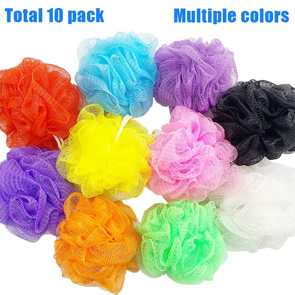 10 Pack Exfoliating Bath Loofah Sponges - Colorful Mesh Shower Poufs for Kids, Women, Men - Gentle Body Scrubbers (Random Colors) - görsel 7