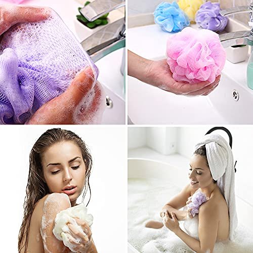 10 Pack Exfoliating Bath Loofah Sponges - Colorful Mesh Shower Poufs for Kids, Women, Men - Gentle Body Scrubbers (Random Colors) - görsel 14