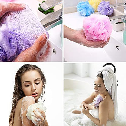 10 Pack Exfoliating Bath Loofah Sponges - Colorful Mesh Shower Poufs for Kids, Women, Men - Gentle Body Scrubbers (Random Colors)