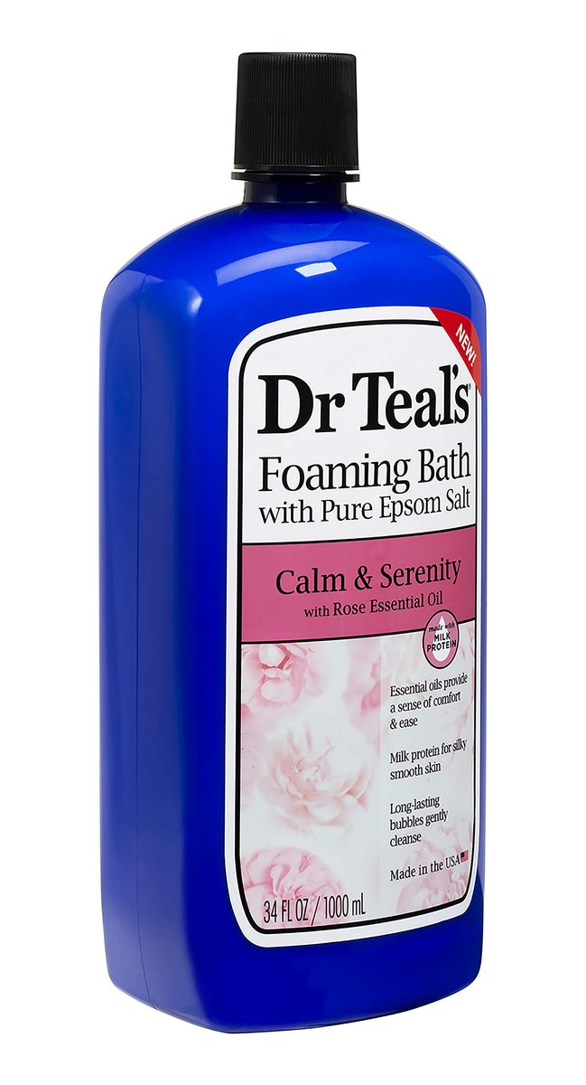 Dr Teals Calm & Serenity with Rose Essential Oil - Epsom Salt Soaking Solution 3 LBS & Foaming Bath 34 FL OZ Bundle Avelisse