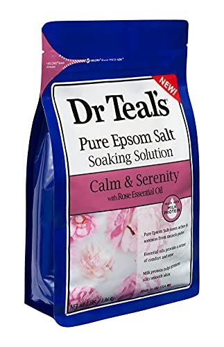 Dr Teals Calm & Serenity with Rose Essential Oil - Epsom Salt Soaking Solution 3 LBS & Foaming Bath 34 FL OZ Bundle Avelisse