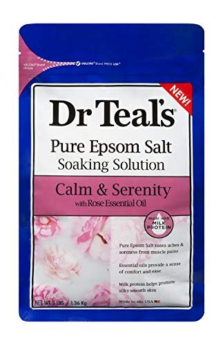 Dr Teals Calm & Serenity with Rose Essential Oil - Epsom Salt Soaking Solution 3 LBS & Foaming Bath 34 FL OZ Bundle Avelisse