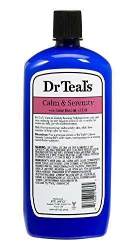 Dr Teals Calm & Serenity with Rose Essential Oil - Epsom Salt Soaking Solution 3 LBS & Foaming Bath 34 FL OZ Bundle Avelisse