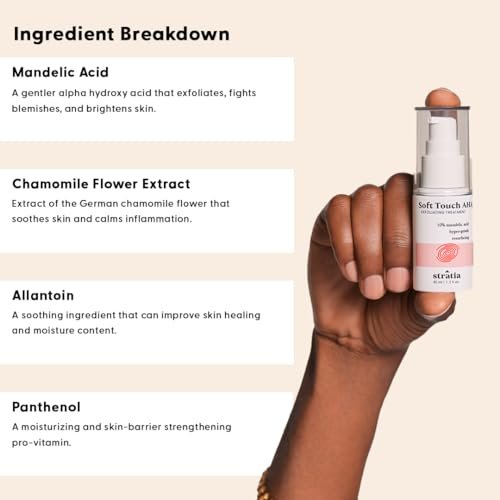 Stratia Soft Touch Dark Spot Corrector with 10% Mandelic Acid Serum – Fine Lines, Skin Texture & Blemishes, Collagen Booster, AHA Exfoliant, Pore Minimizer, 1.3 Fl Oz Avelisse