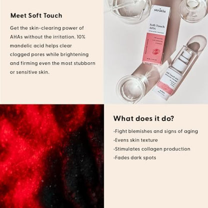 Stratia Soft Touch Dark Spot Corrector with 10% Mandelic Acid Serum – Fine Lines, Skin Texture & Blemishes, Collagen Booster, AHA Exfoliant, Pore Minimizer, 1.3 Fl Oz Avelisse