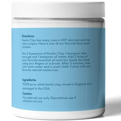 Pure Body Naturals Kaolin Clay Powder – 100g for DIY Face Masks, Cleansers & Scrubs