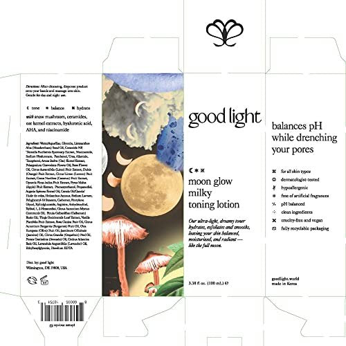 Good Light Moon Glow Milky Toner - Ultra-Light Hydrating Milk Toner with Niacinamide, Ceramides & AHAs for Glass Skin | Vegan, Fragrance-Free Korean Skincare (3.38 Fl Oz) Avelisse