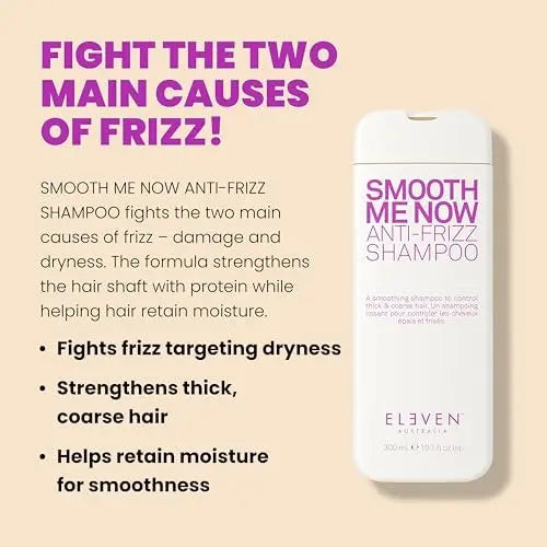 ELEVEN AUSTRALIA Smooth Me Now Anti-Frizz Shampoo – Sulfate-Free Frizz Control for Damaged Hair, 10.1 fl oz Avelisse