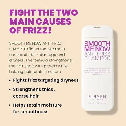 ELEVEN AUSTRALIA Smooth Me Now Anti-Frizz Shampoo – Sulfate-Free Frizz Control for Damaged Hair, 10.1 fl oz Avelisse