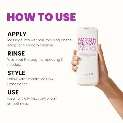 ELEVEN AUSTRALIA Smooth Me Now Anti-Frizz Shampoo – Sulfate-Free Frizz Control for Damaged Hair, 10.1 fl oz Avelisse