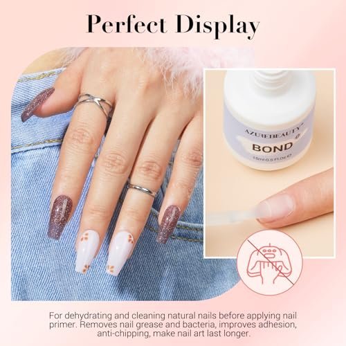 AZUREBEAUTY Dip Powder Liquid Set 15ml/0.5oz – Complete Nail Dipping Kit with Base Coat, Activator, Top Coat, Bond & Cuticle Oil, No Nail Lamp Needed - görsel 4
